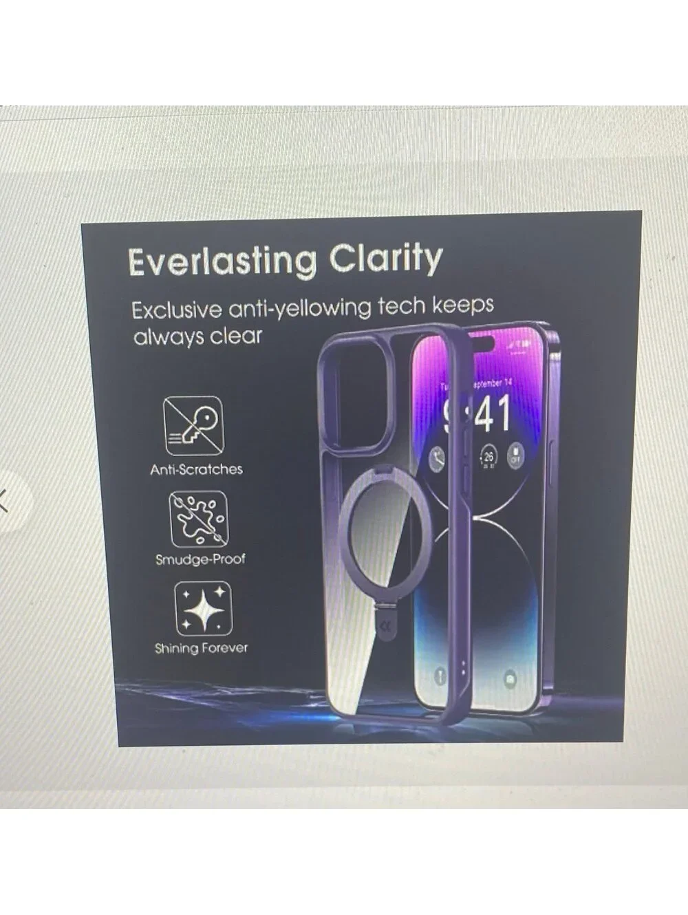 Casekoo Case for iPhone 14 Pro Clear/Purple